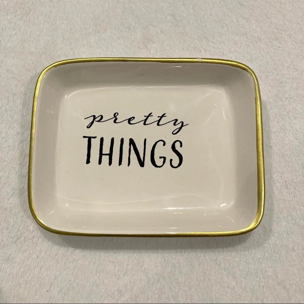 Pretty Things White and Gold Ceramic Trinket Dish